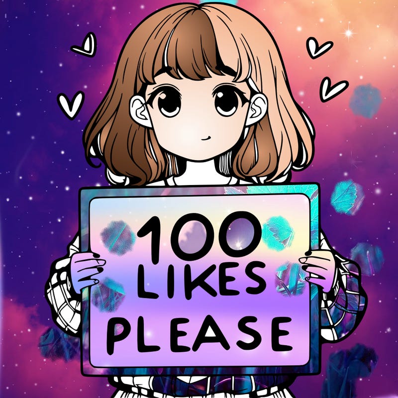 a girl holding a sign saying 100 likes please