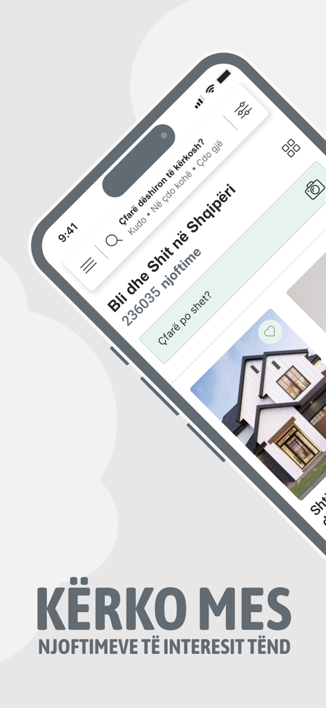 MerrJep Albania - MerrJep Albania app home screen displaying property listings and search options for buying and selling