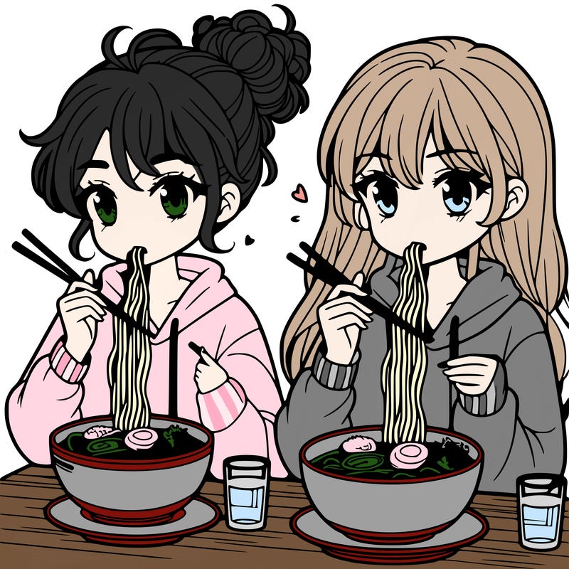 girls eating ramen