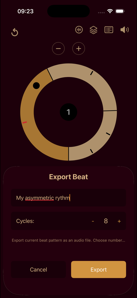 Svev & Sviv Lite - Exporting an asymmetric rhythm pattern in Svev and Sviv Lite app
