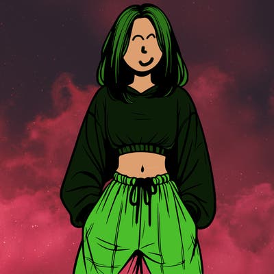 realistic girl faceless with baggy pants and a crop top