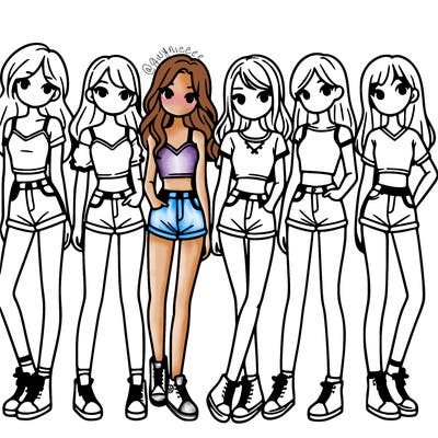 a group of girls wearing crop tops and shorts