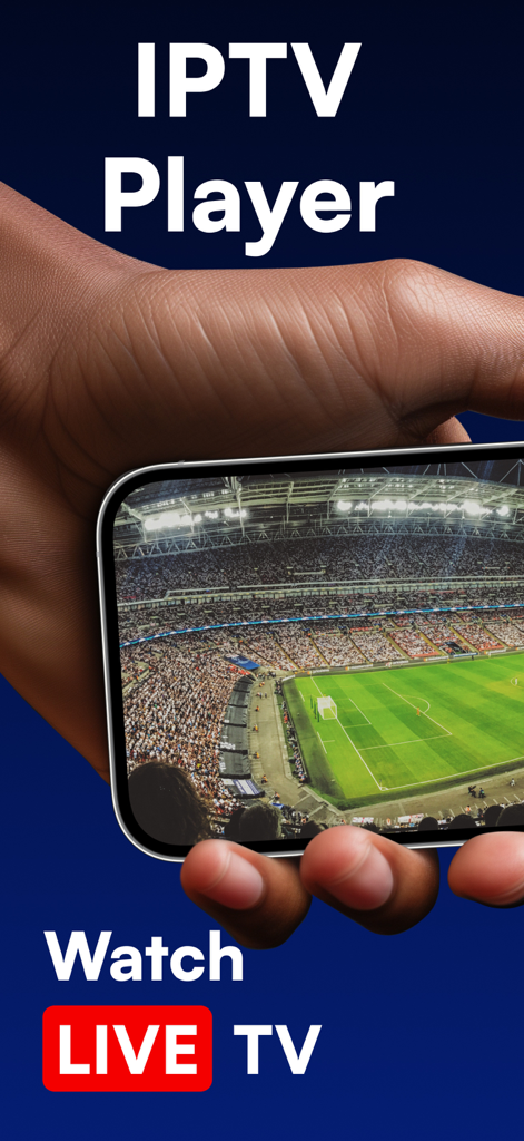 IPTV Stream Smart IP TV Player - Smartphone displaying a live soccer match using the IPTV Player app
