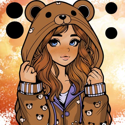 realistic girl in a animal pjs hoodie