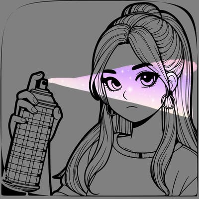 a realistic girl spray, painting