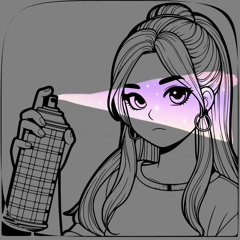 a realistic girl spray, painting