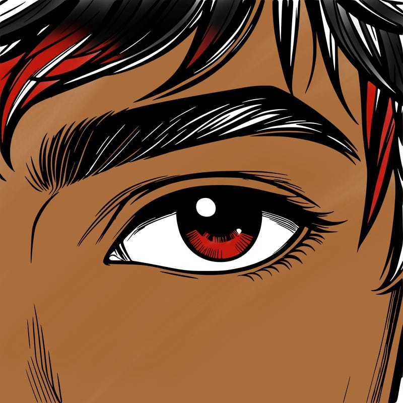 close up teen boy eye