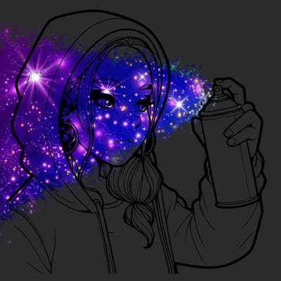 a realistic girl, spray painting