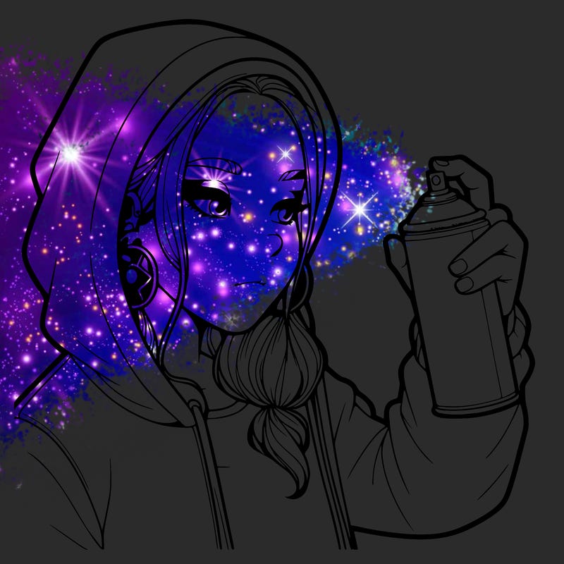 a realistic girl, spray painting