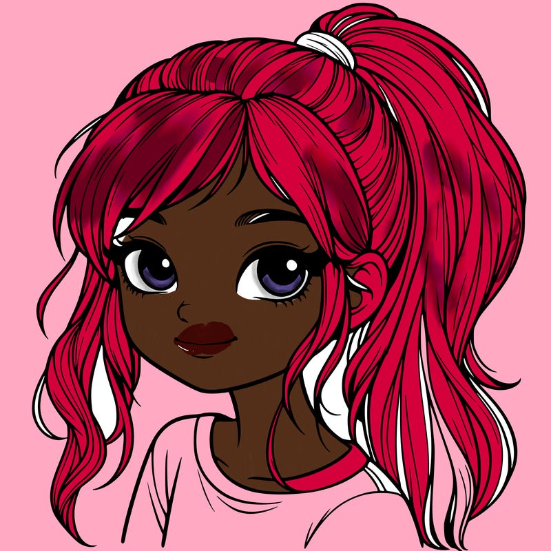 realistic girl with ponytail