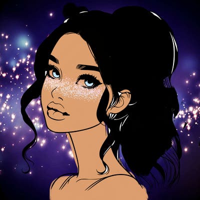 realistic girl with a ponytail on her hair and lips