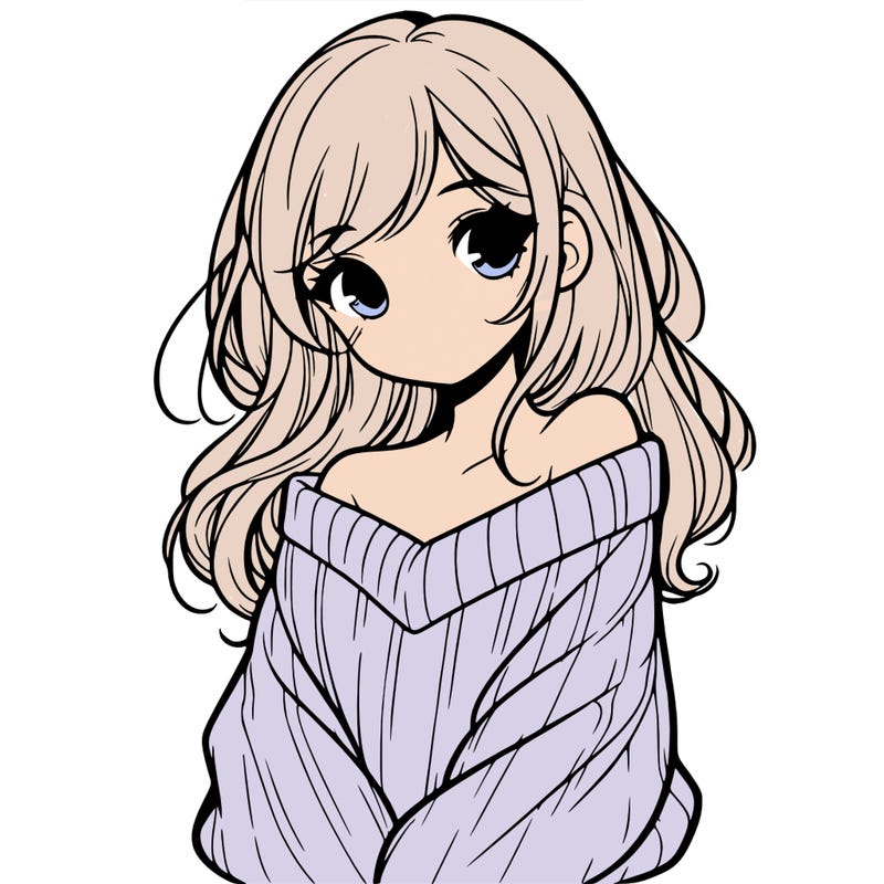 shy pretty girl wearing a sweater that is falling off one shoulder portrait