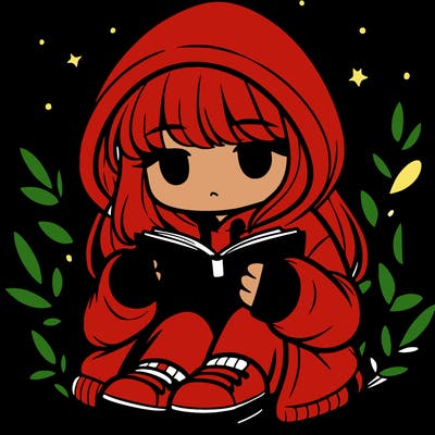 girl in oversized hoodie reading a book