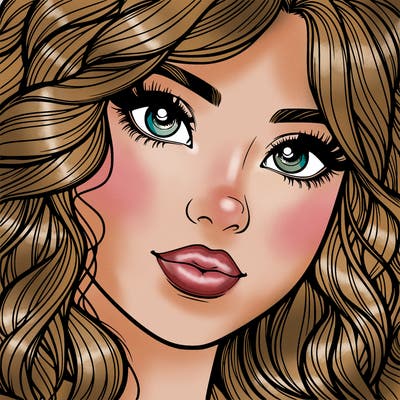 beautiful realistic girl close up to the camera with wavy hair,