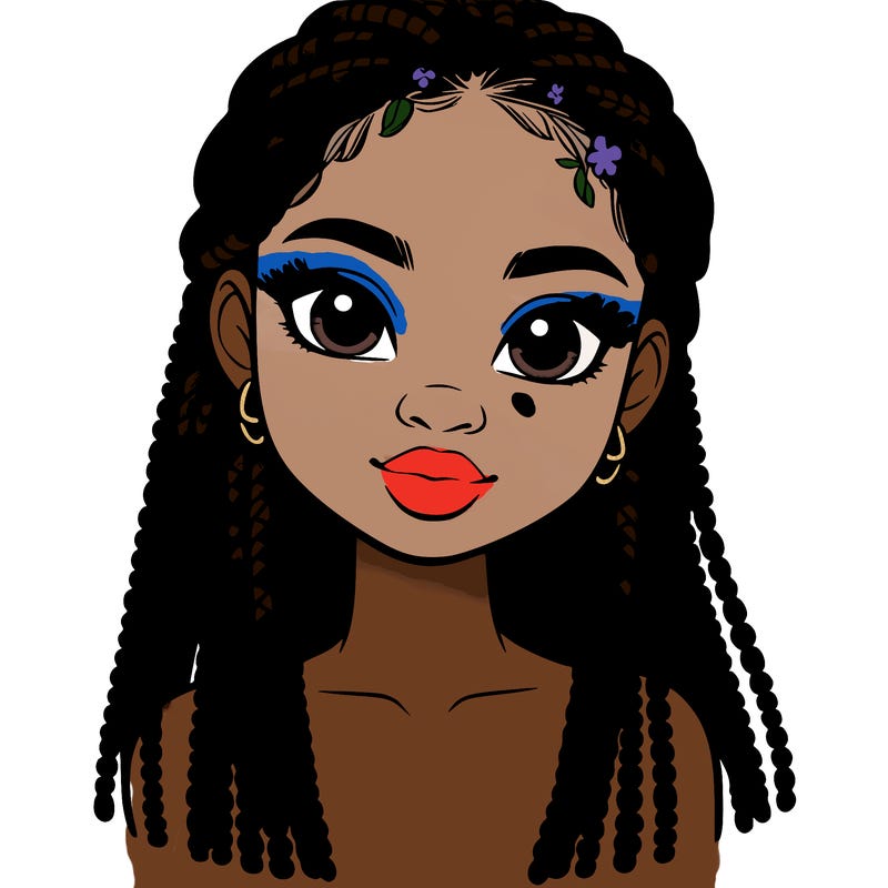 a realistic black girl with braids
