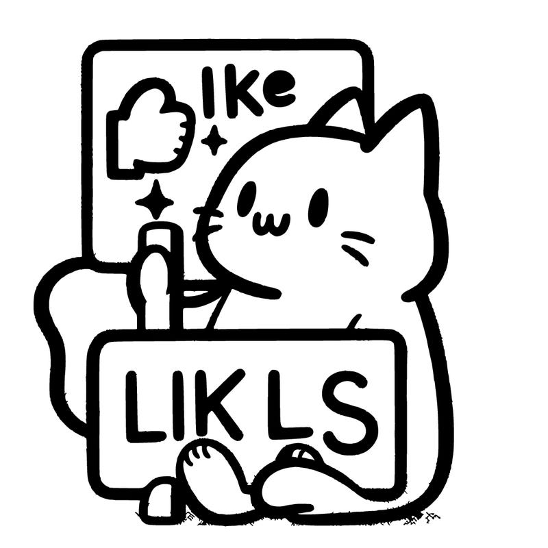 cat holding sign saying like pls