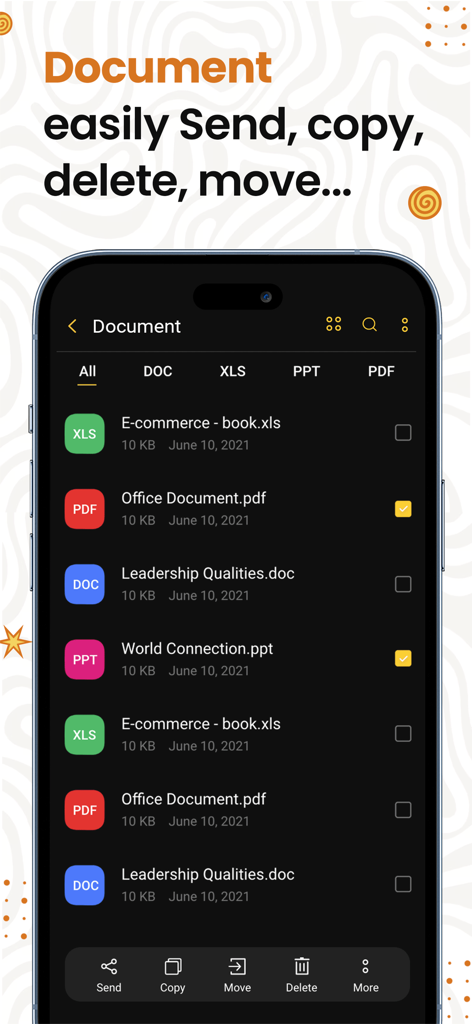 Interfaz de la aplicación Gestores de Archivos mostrando una lista de documentos con opciones de edición por lotes