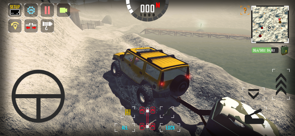 [PROJECT:OFFROAD][20] - Un vehículo todoterreno amarillo navegando por un sendero de montaña en el juego de simulación Project Offroad