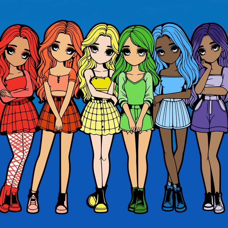 a group of girls realistic