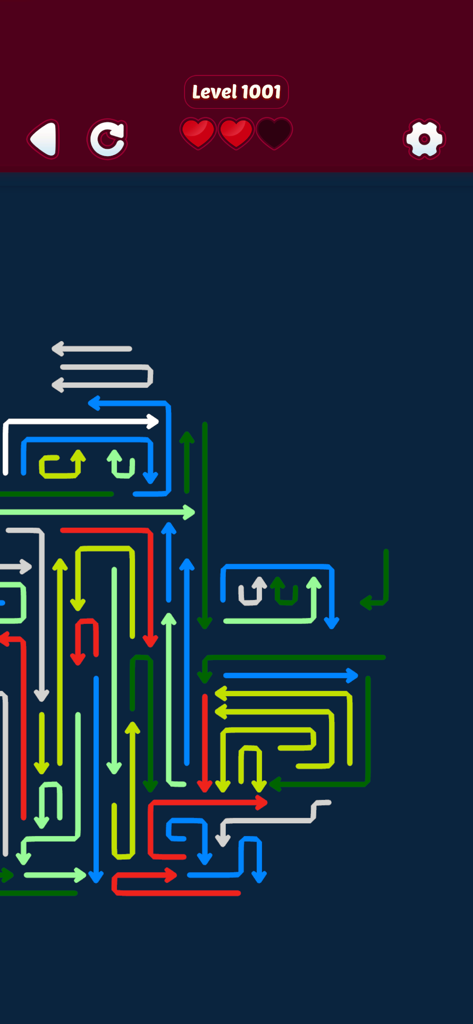 Tap Shift: Arrow Escape Puzzle - Gameplay of Tap Shift Arrow Escape Puzzle showing a complex logic level with colorful arrows on a minimalist dark background.