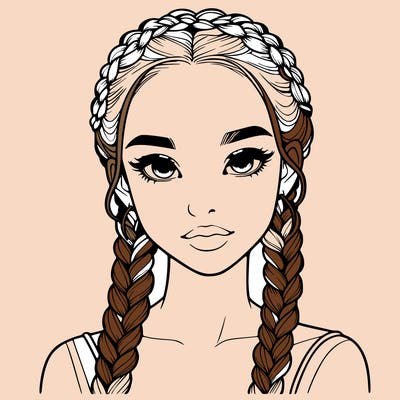 realistic girl with braids