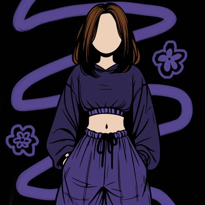 realistic girl faceless with baggy pants and a crop top