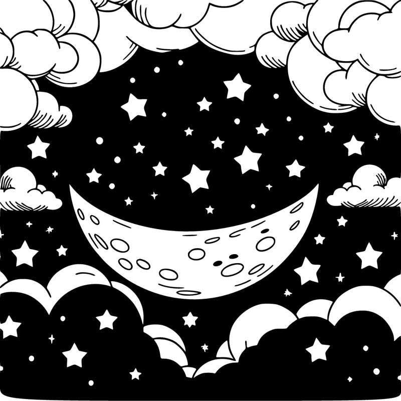 a starry night sky with a big, bright moon