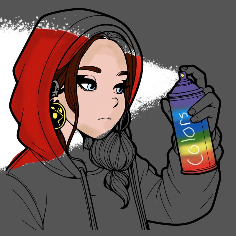 a realistic girl, spray painting