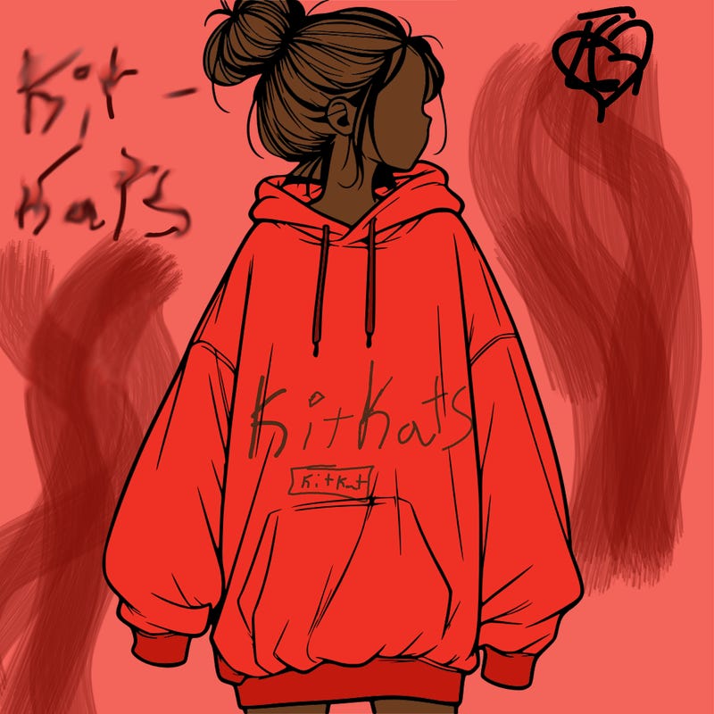 realistic girl with a oversized sweatshirt on and a bun