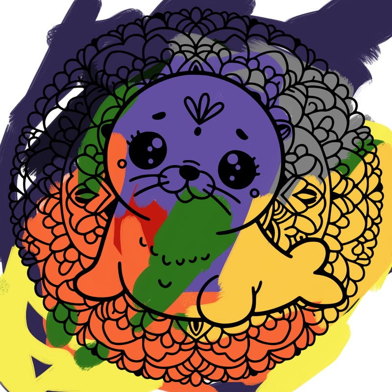 a cute baby seal mandala