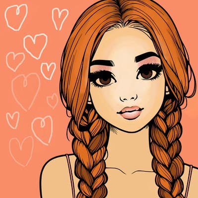 realistic girl with braids