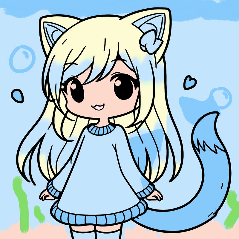 girl with cat ears and tail