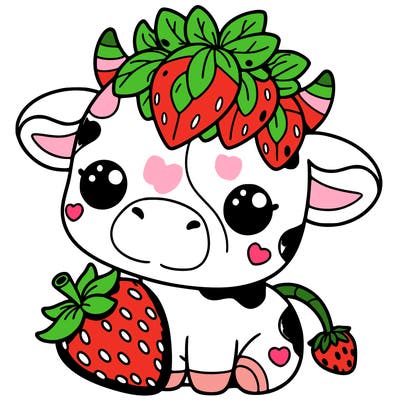 cute strawberry cow