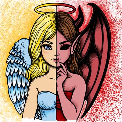 realistic angel half demon