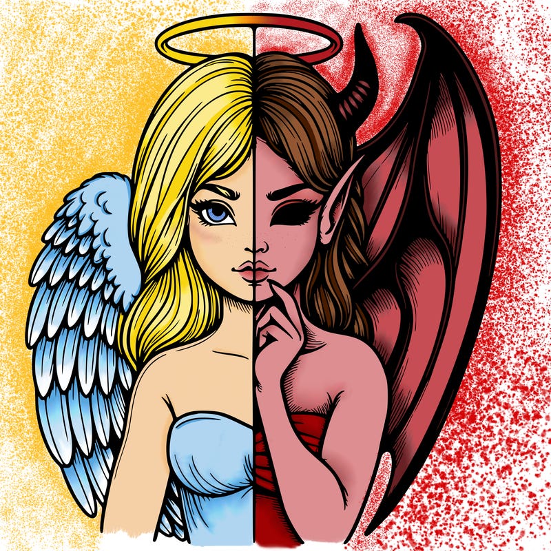 realistic angel half demon