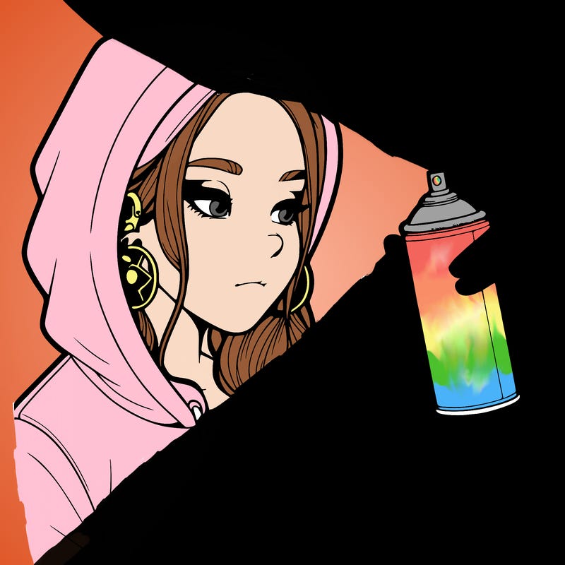 a realistic girl, spray painting