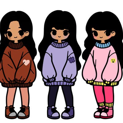 girls with oversized sweaters