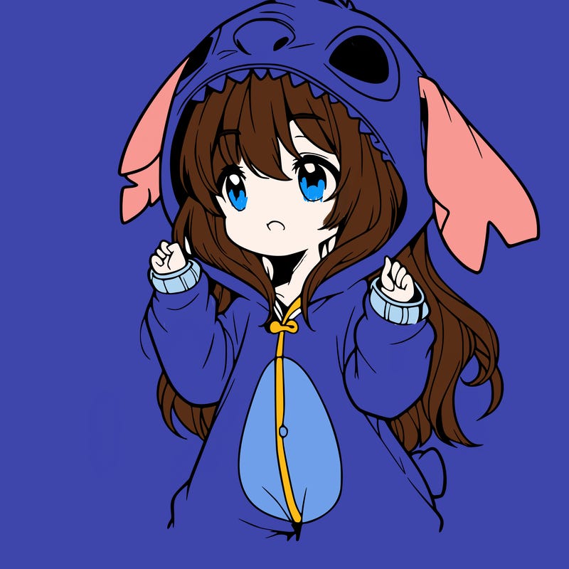 anime girl in a stitch onsie