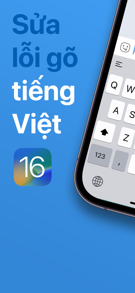 Laban Key Vietnamese keyboard interface on an iPhone with iOS 16 support