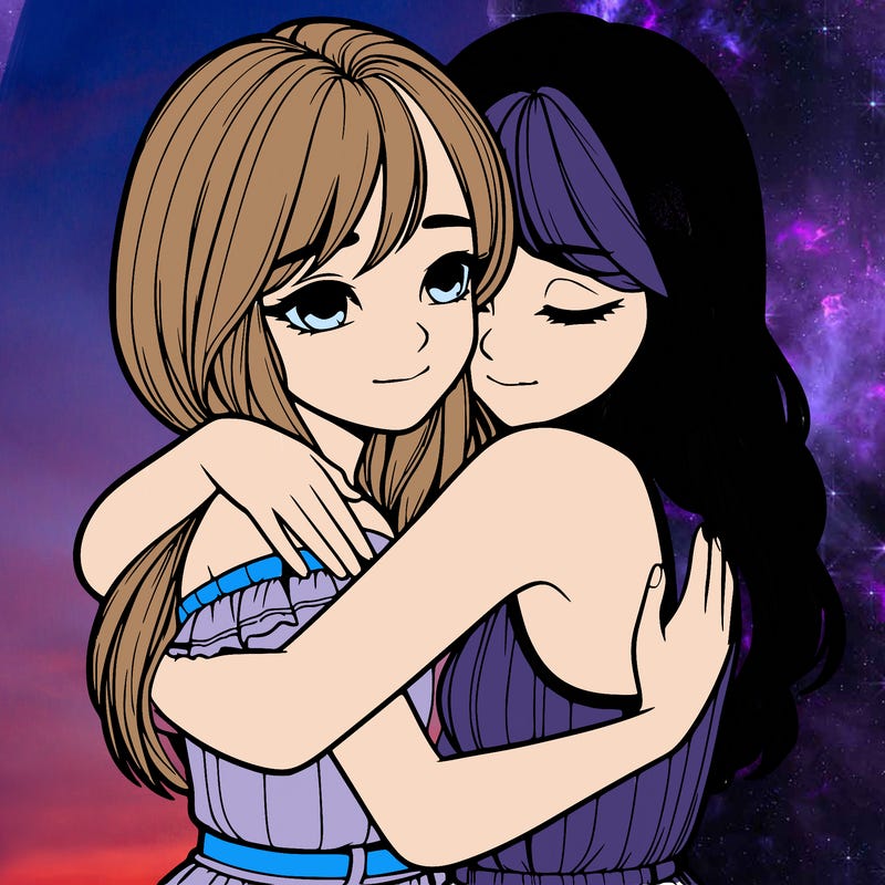 realistic girls hugging