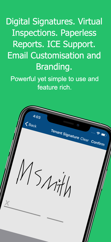 Property Inspection Manager - Digital signature feature on the Property Inspection Manager mobile app
