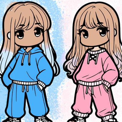 two girls with sweatshirts and baggy pants