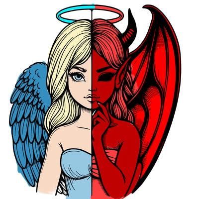 realistic angel half demon