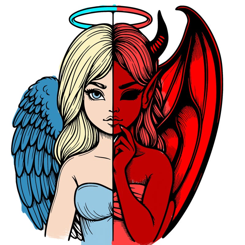 realistic angel half demon