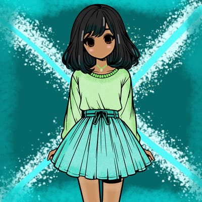 realistic girl with a skirt on