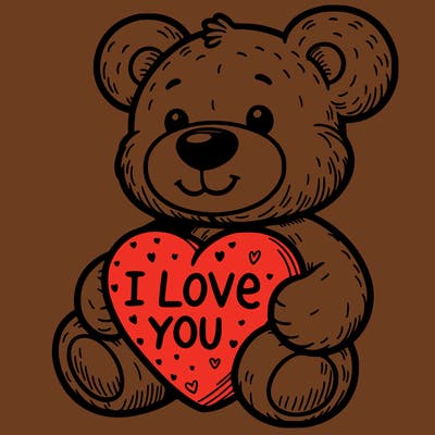 teddy bear holding an i love you heart