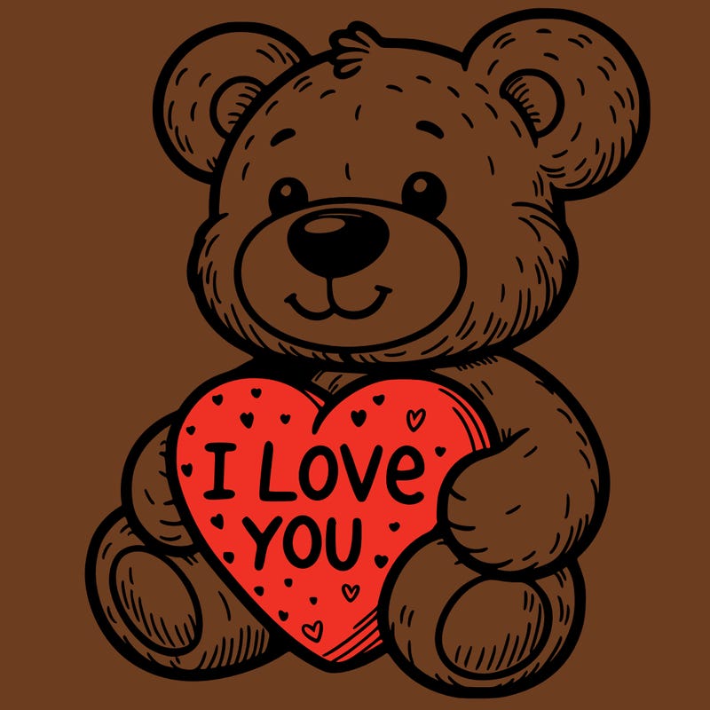 teddy bear holding an i love you heart