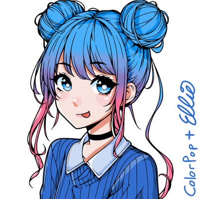 realistic anime girl with space buns