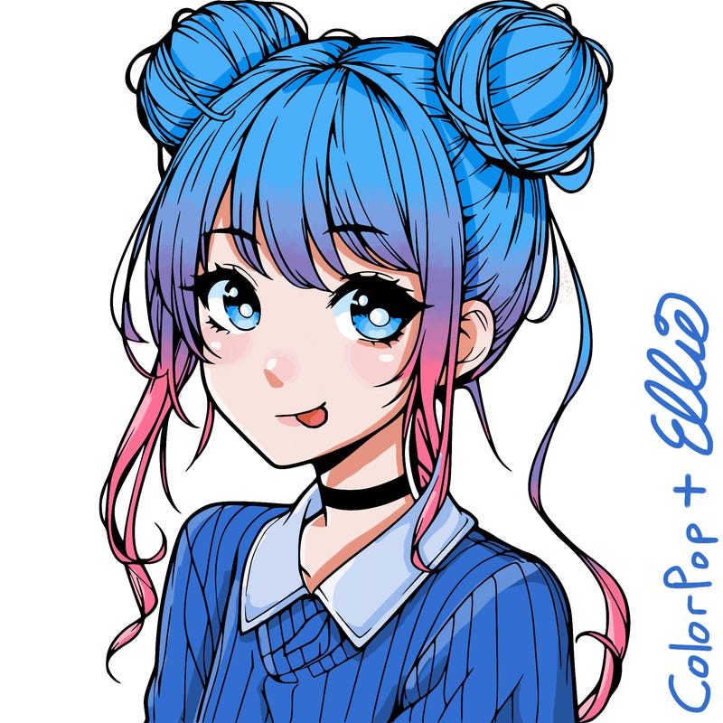 realistic anime girl with space buns