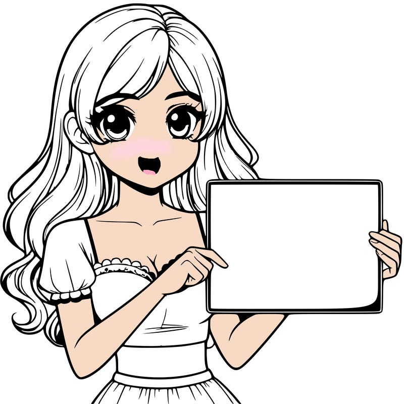 realistic pretty girl holding blank sign